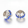 BD671 - 25 pcs Silver Tone Rhinestone Ball Spacer Beads - 10mm - Large Hole: 5mm - Assortment - Fits European Cords and Paracord!