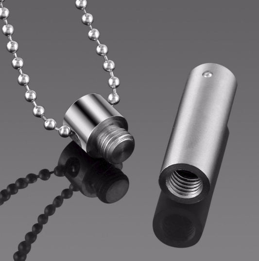 P944 - 1 pc. Stainless Steel Cylinder Pendant with Rhinestone - Screw Opening - 40mm x 10mm - 1.57 inch - Hypoallergenic! Tarnish Resistant