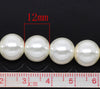 BD223- 12mm Ivory Glass Pearl Imitation Round Beads - 16 1/4 inch strand (Approx. 36 Beads)