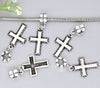 P1007 - 2pcs. Antique Silver Cross Dangle Charms Pendants - Fits European Cords - 40x17mm