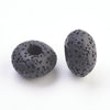 BD763 - 10 pcs. Unxawed Black Lava Rondelle Spacer Beads - 15mm - Large Hole - Hole Size: 5mm - Fits European Cords!
