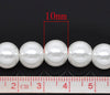BD102 - 10mm White Glass Pearl Imitation Round Beads - 16 inch strand
