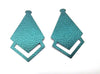 P395 - 10 pcs. Metallic Teal Faux Leather Textured Dangle Charms Pendants - Diamond Teardrop - 58mm (2.3") -Great for Light Earrings or Dangles!