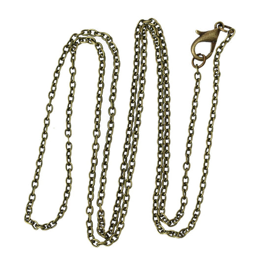 N193 - 12 pcs. Antique Bronze Cable Chain Link Necklaces 30 3/8" - (3 x 2mm Links) - Lobster Clasps - Claw Clasps