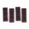 P2104 - 4 pcs. Black and Brown REAL Leather Cowhide over Wood Dangle Pendants - Rattan - Rectangle - 56mm (2.2") - Great for Earrings or Dangles!