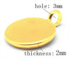 P324 - 10 pcs. Golden Circle Round Bezel Cabochon Pendant Tags Trays - 10mm Glue Pad - Single Loop - Made of Brass! Perpendicular Loop