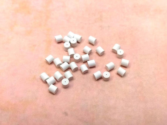 E732 - 100 pcs (50 Pairs) White Plastic Earring Clutch - 3mm x 3mm - Tube - Safety Sleeve - BeadSmith