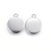 P088 - 10 pcs. 304 Stainless Steel Circle Settings Bezels Cabochons Pendants - 6mm Glue Pad Setting - Silver Tone - Trays - Single Parallel Loop