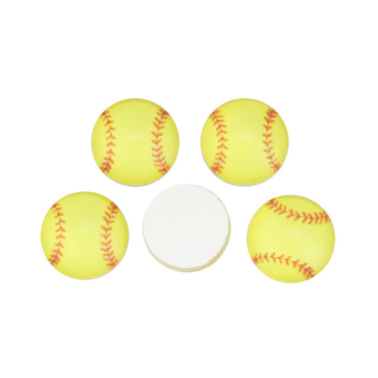 CA731 - 10 pcs Circle Softball Ball Sports Glass Round Dome Seals Tiles Cabochons - 12mm