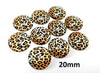 CA803 - 10 pcs Circle Leopard Glass Round Dome Seals Tiles Cabochons - 20mm - Yellow