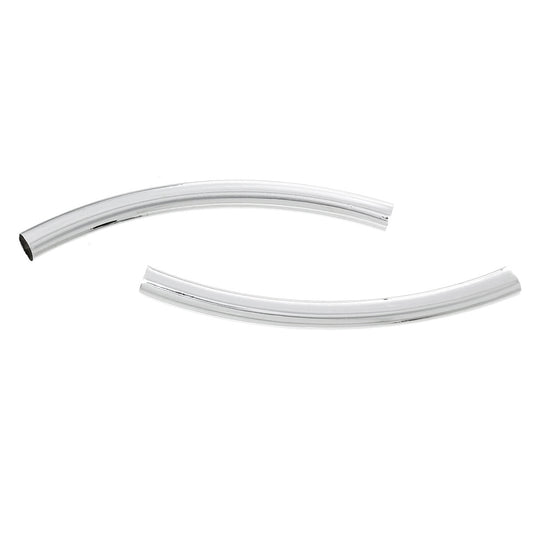 BD399 - 30 pcs. Silver Tone Noodle Smooth Pattern Tube Extra Long Thin Curved Beads - 60mm x 5mm (2.36" x 0.2") - Made of Copper! Hole Size: 4.1mm