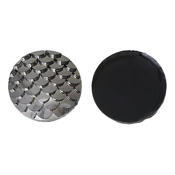 CA011 - 5 pcs Mermaid Fish Scales Resin Carved Embellishment Cabochons Dark Grey Gray Silver Black Gunmetal - 12mm