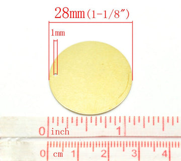 P984 30 pcs. Brass Circle Round Stamping Tags - 28mm - 1 1/8"
