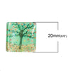 CA508 - 10 pcs. Square Glow in the Dark Glass Dome Seals Tiles - 20mm (3/4 in) - Tree Design