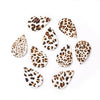 P2060 - 10 pcs. Leopard Faux Leather Dangle Charms Pendants - Teardrop - White and Brown - 56mm (2.2") - Double Sided
