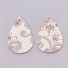 P257 - 10 pcs. Beige and Brown Filigree Floral Faux Leather Dangle Charms Pendants - Teardrop - 55mm (2.17") - Double Sided - Great for Earrings!
