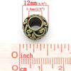 BD623 - 10 pcs Antique Bronze Carved Filigree METAL Ball Spacer Beads - 12mm - Large Hole: 5.8mm - Fits Paracord and European Beads!