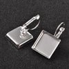 E609 - 8 pcs. Silver Plated Earring Clips Settings Lever Back Bezels Cabochons - 15mm Glue Pad Setting - Square