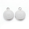 P2027 - 10 pcs. 304 Stainless Steel Circle Settings Bezels Cabochons Pendants - 8mm Glue Pad Setting - Silver Tone - Trays - Flat - Parallel Loop