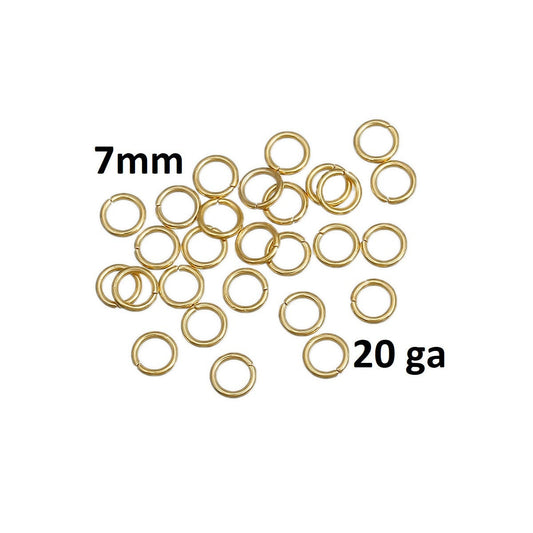 J280 - 100 pcs 304 Stainless Steel 24K Gold Plated Open Jump Rings 7mm - 20 Gauge (0.8mm Thick) - Tarnish Resistant!