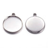 P015 - 10 pcs. Silver Tone Circle Round Bezel Cabochon Pendant Tags Trays - 20mm Glue Pad - Made of Brass - Nice Quality!
