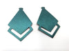 P395 - 10 pcs. Metallic Teal Faux Leather Textured Dangle Charms Pendants - Diamond Teardrop - 58mm (2.3") -Great for Light Earrings or Dangles!