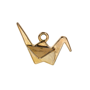 P993 - 10 pcs. Gold Plated 3D Origami Crane Charms Pendants - 27mm x 20mm - Double Sided!