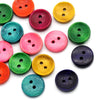 BU014 - 100 pcs Assortment of Wood Buttons (Mix of colors)- 15mm (1.5cm) - 2 holes