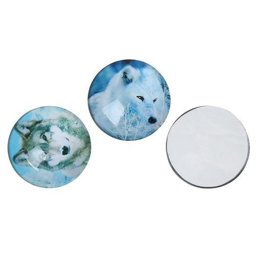 CA442 - 30 pcs Circle Wolf Assortment Glass Round Dome Seals Tiles Cabochons - 20mm (3/4")