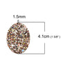 P607 - 10 pcs. Gold Multicolor Faux Leather Dangle Charms Pendants - Oval - 41mm (1.6") - Great for Light Earrings, Necklaces or Dangles