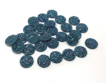 CA611 - 10 pcs Druzy Resin Embellishment Cabochons Blue Peacock Multicolor - 12mm - Dome Circle