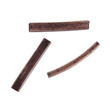 BD349 - 10 pcs. Antique Copper Noodle Rectangle Tube Long Curved Beads - 35mm x 5mm (1 3/8" x 1/4") - Hole Size: 4.4mm x 2.2mm