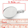 E310 - 10 pcs. Silver Tone Earring Clips Settings Lever Back Bezels Cabochons - 25mm x 18mm Glue Pad Setting - Oval - 25x18mm - 18x25mm