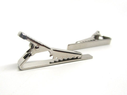 TC035A - 1pc Silver Tone Tie Bars/Clips - 40x5mm Glue Pad