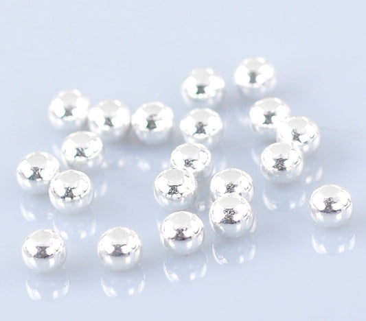 BD400 - 30 pcs 925 Sterling Silver Smooth Ball Spacer Beads- 3mm