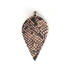 P225 - 10 pcs. Snake Skin Faux Leather Dangle Charms Pendants - Pinch Leaf - Beige Black - Silver Tone Jump Ring - 62mm (2.5") - Double Sided