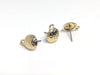 E425 - 10 pcs. (5 pairs) Golden Earring Posts/Bases/Studs/Settings - Hammered Style - Half Round - 10mm Diameter- 13mm with Loop - Hole Size: 1.8mm