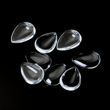 CA550 - Lot of 50 Teardrop Clear Glass Dome Seals Tiles - 25mm x 18mm (1" x 0.7")