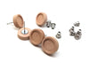 E491 - 10 pcs. Stainless Iron Earring Posts Studs Settings Bezels Cabochons Tacks - 10mm Glue Pad Setting - Silver Tone - Wood Bezel - Metal Backs