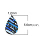 P1042 - 10 pcs. Black and Blue Stripe Dot Faux Leather Dangle Charms Pendants - Teardrop - 56mm (2.2") - Great for Earrings! Double Sided