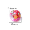 BD736 - 	 100 pcs Acrylic Assortment of Colors Smooth Ball Spacer Beads - 12mm - Large Hole: 5.8mm - Blotchy Style - Fits European Cords and Paracord!