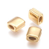 BD595 - 5 pcs 304 Stainless Steel Golden Square Spacer Beads- 8mm x 7mm - Hole Size: 2mm x 3.5mm - Tarnish Resistant!