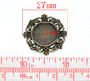 P449 - 10 pcs. Antique Bronze Cameo Bezel Pendant Circle Settings Trays Cabochons - 14mm Glue Pad Setting (0.55") - 27mm (1.06")