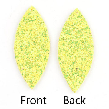 P1133 - 10 pcs. Yellow Faux Leather Dangle Charms Pendants - Marquise - 59mm (2.33") - Great for Light Earrings or Dangles! Double Sided