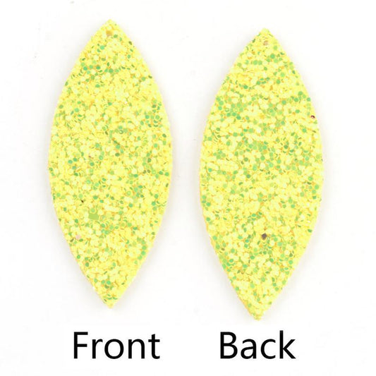 P1133 - 10 pcs. Yellow Faux Leather Dangle Charms Pendants - Marquise - 59mm (2.33") - Great for Light Earrings or Dangles! Double Sided