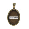 P2211 - 10 pcs. Antique Bronze Oval Pendant Picture Photo Frame Bezel Setting Pendants Charms - 25mm x 18mm Glue Pad for Cabochons - 25x18mm