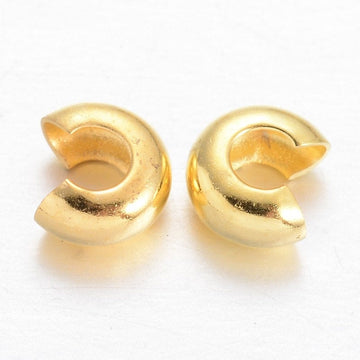 CR055 - 100 pcs Gold Plated Crimp Beads Smooth Ball Spacer Bead Covers - 4mm