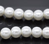 BD102 - 10mm White Glass Pearl Imitation Round Beads - 16 inch strand