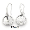 E713 - 10 pcs. Antique Silver Tone Earring Dangle Hooks Settings Bezels Cabochons - 12mm Glue Pad Setting - Cone Pointed Back Design