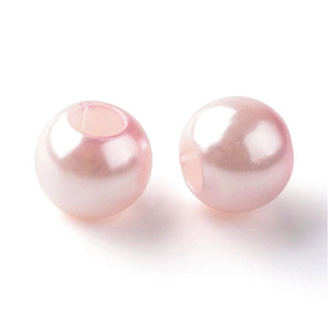 BD570 - 100 pcs Light Pink Smooth ABS Plastic Ball Spacer Beads - 12mm - Large Hole: 5mm - Fits European Cords and Paracord!